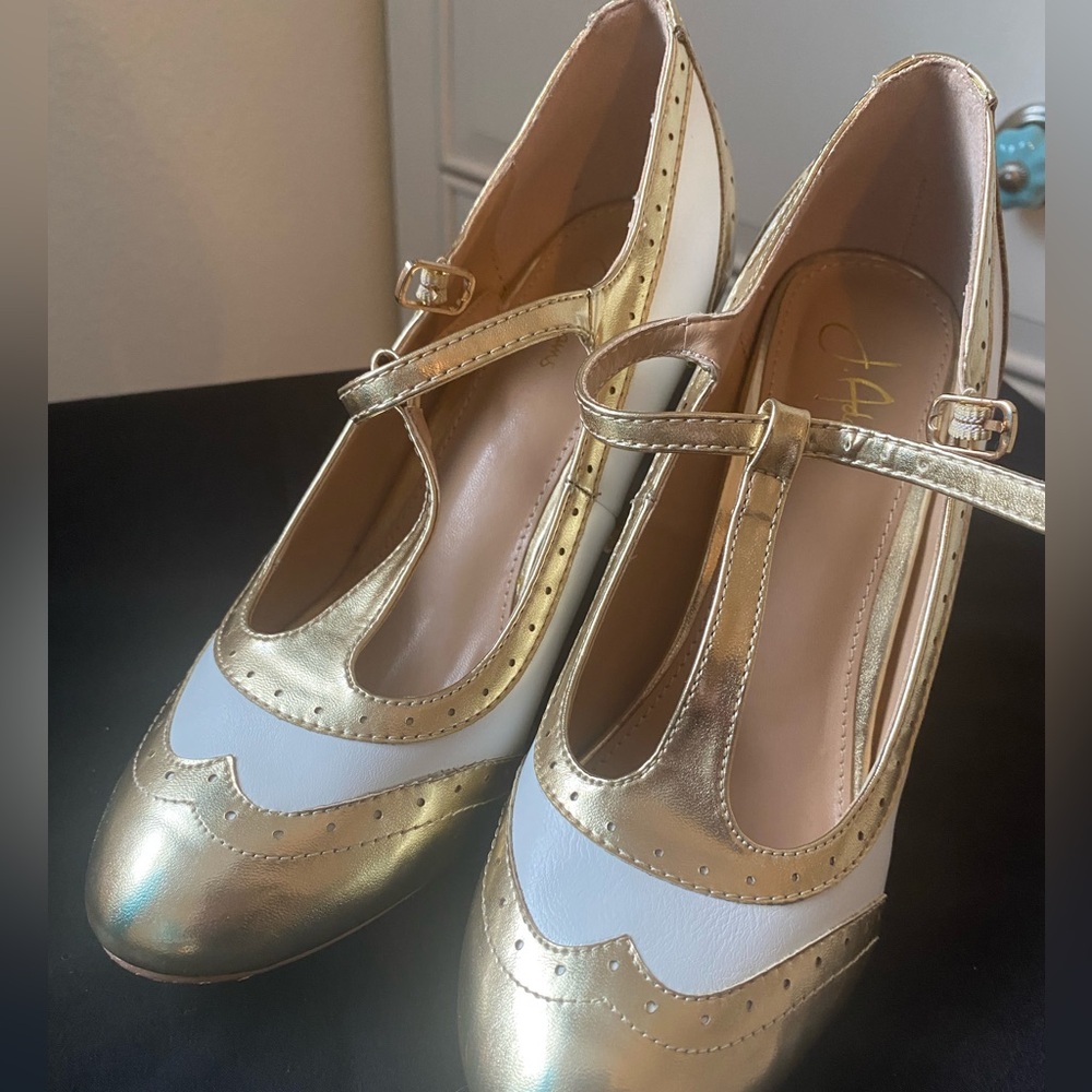 Gold Vintage shoes.
